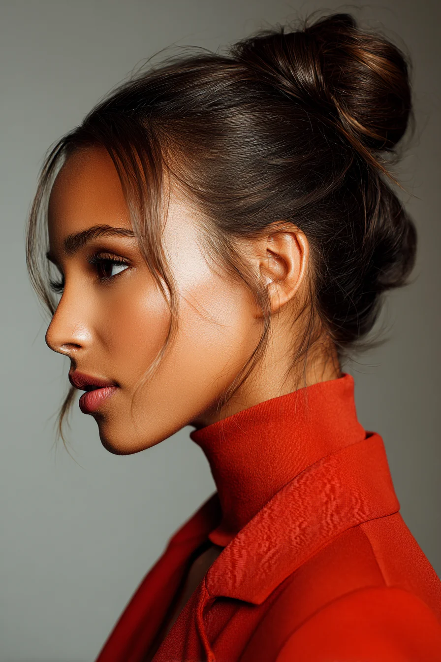 Sleek High Bun with Soft Face‑Framing Tendrils — Elegant Updo for Medium to Thick Hair