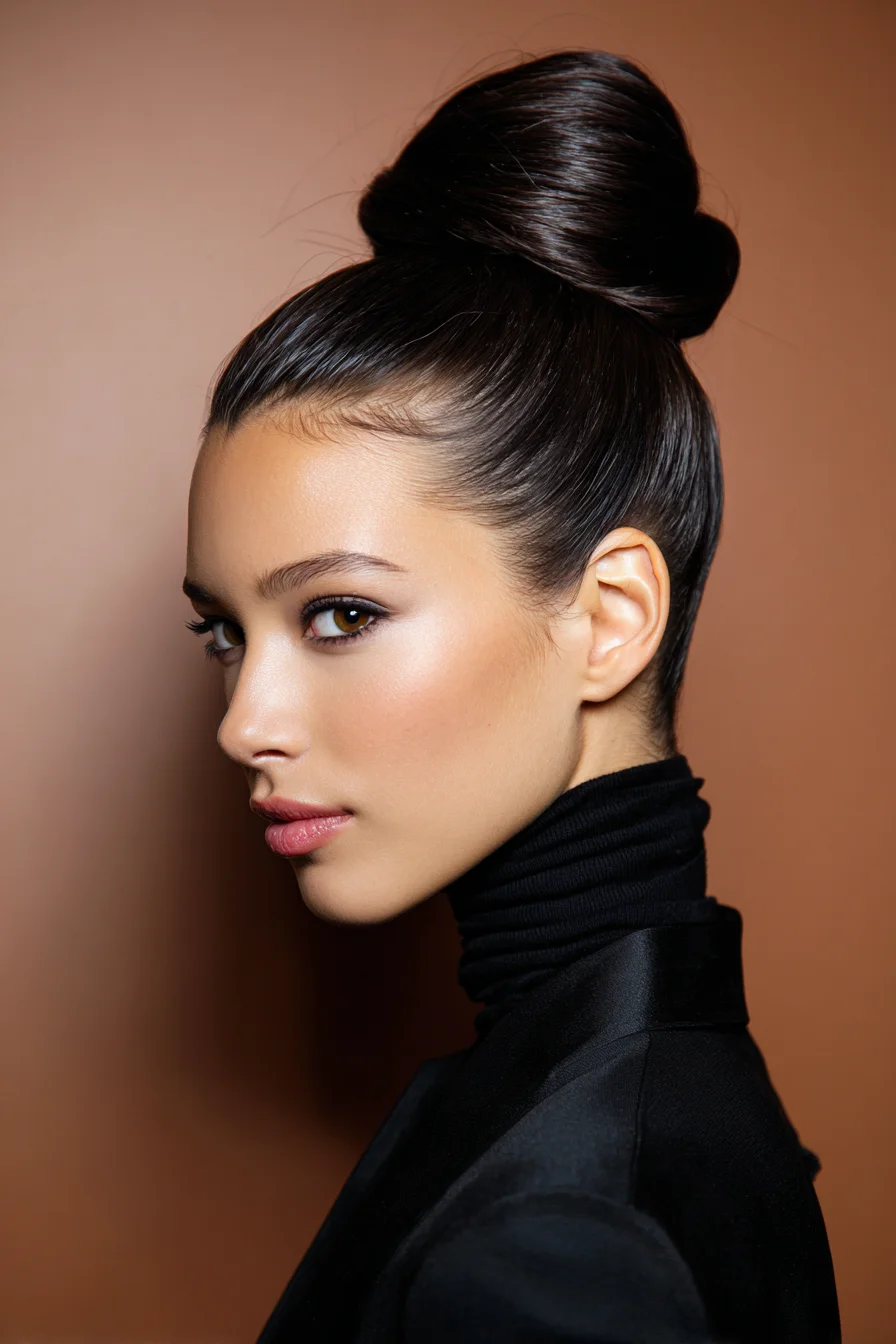 Sleek High Wrapped Bun — Polished Top Knot for Straight & Wavy Hair