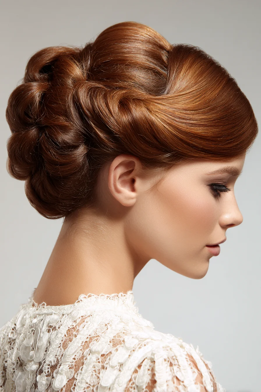 Sleek Vintage Twisted Low Chignon with Side‑Swept Roll
