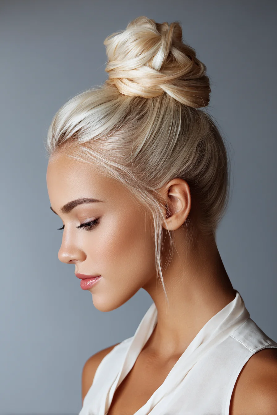 Sleek Wrapped Top Knot Bun — High Twisted Bun with Face‑Framing Strands