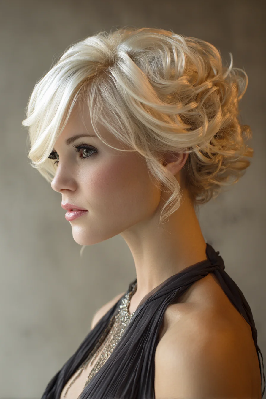 Soft Textured Romantic Updo with Face‑Framing Waves