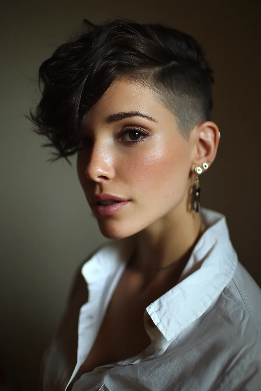 Textured Asymmetrical Pixie with Tapered Undercut