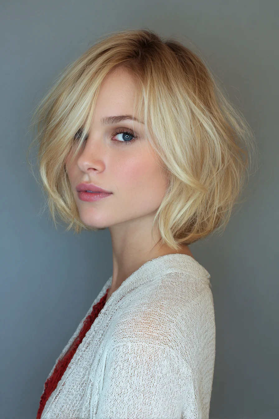Textured Blonde Choppy Bob with Face-Framing Layers