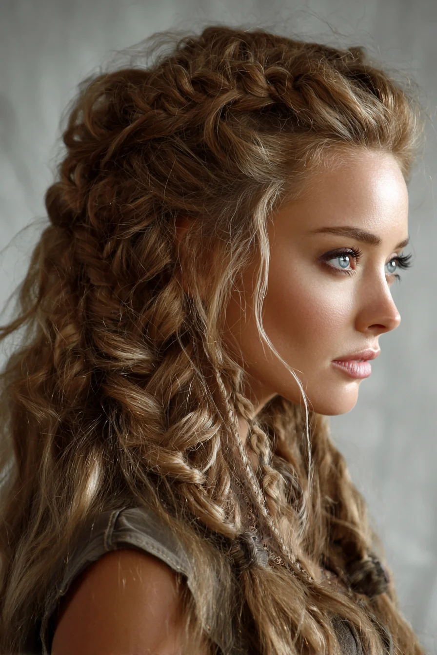 Textured Boho Half-Up Braids with Microbraid Accents