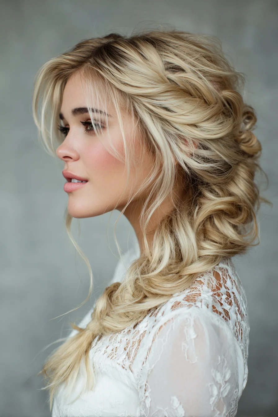 Textured Boho Side Braid with Face‑Framing Layers