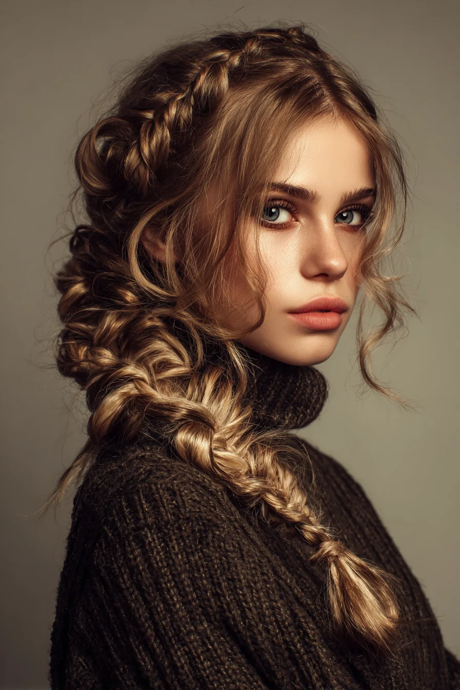 Textured Boho Side Braid with Face‑Framing Pieces