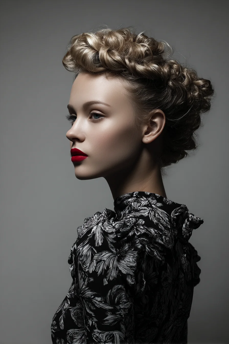 Textured Braided Crown Updo — Voluminous Twisted Halo Braid