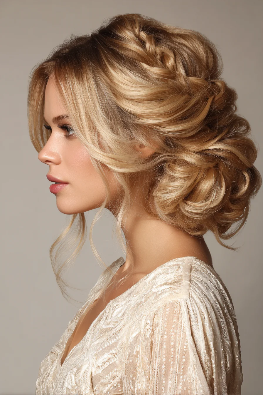 Textured Braided Low Chignon — Romantic Updo for Medium to Long Hair