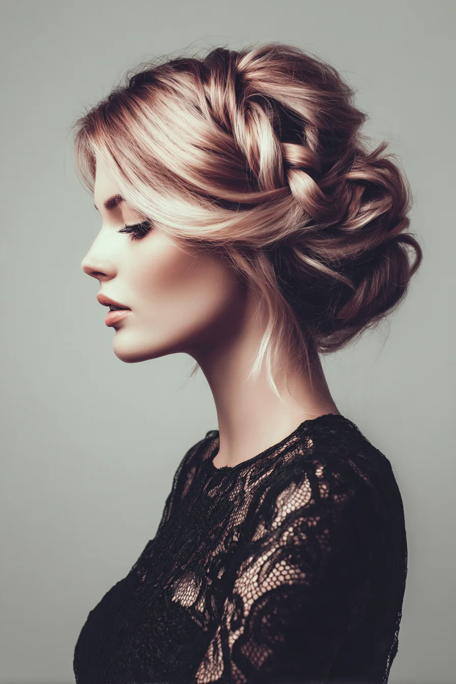 Textured Braided Low Updo — Soft Side Braid for Medium to Long Hair
