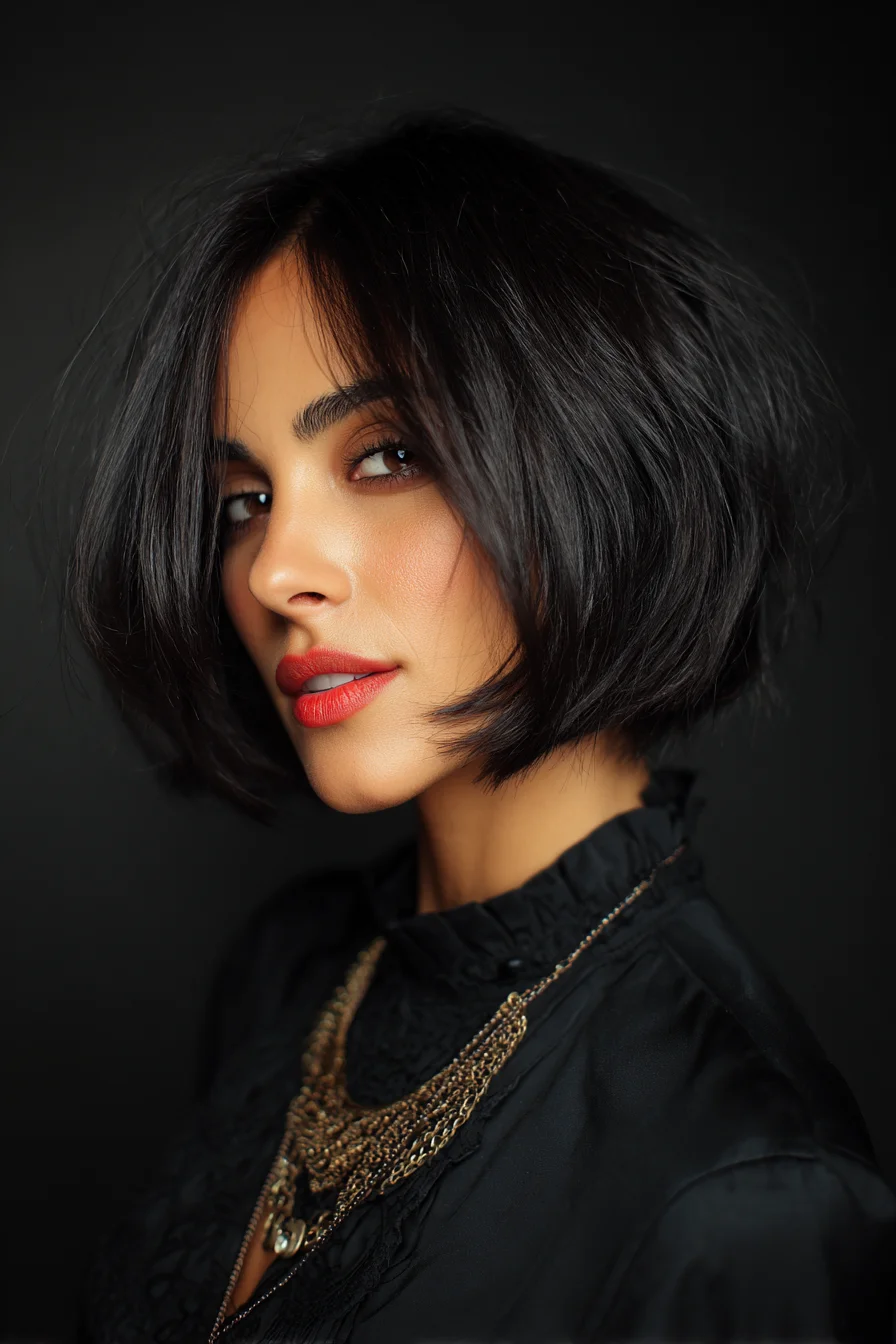 Textured Chin-Length Bob with Soft Curtain Bangs