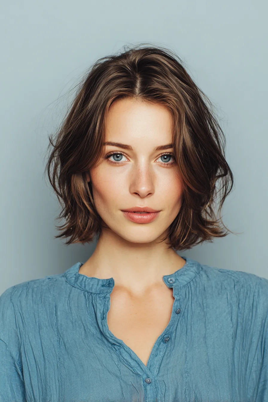 Textured Chin-Length Bob with Soft Waves and Face-Framing Layers