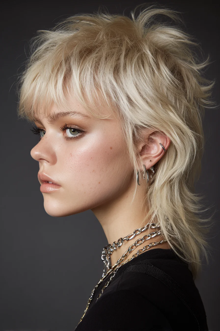 Textured Choppy Shag Mullet with Piece-y Fringe