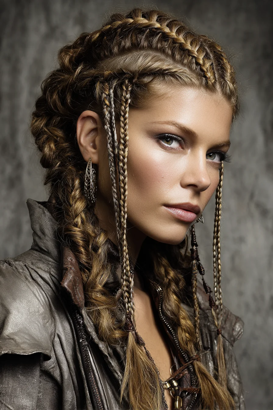 Textured Cornrows with Micro-Braids and Loose Boho Ends