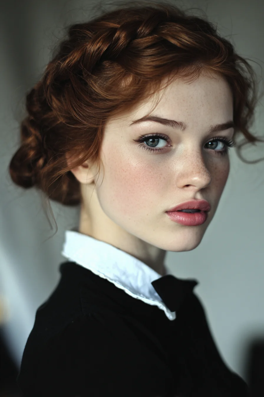 Textured Crown Braid Updo for Wavy and Curly Hair