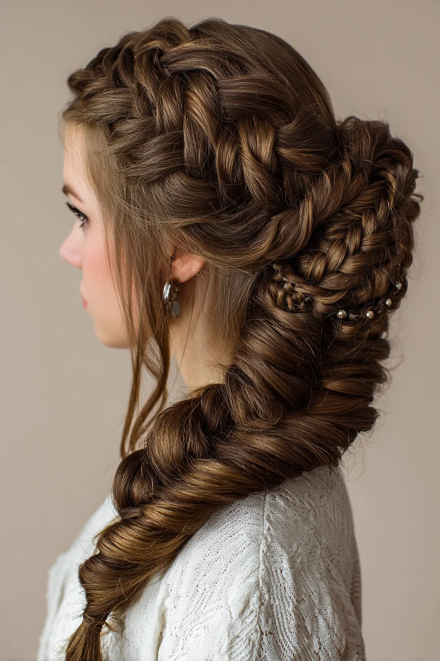 Textured Crown-to-Rope Braid — Voluminous Side Braid Updo