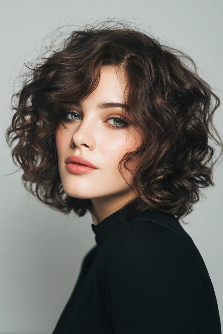 Textured Curly Bob with Face‑Framing Layers