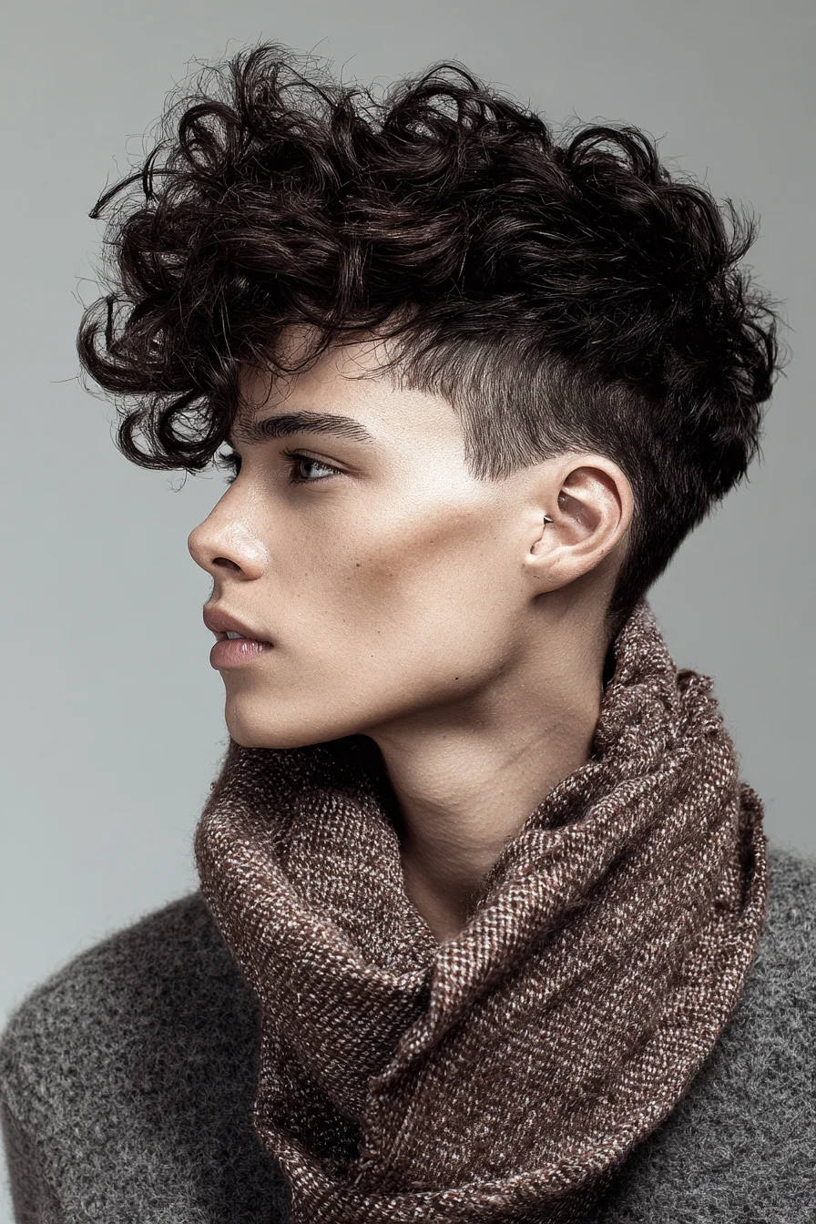 Textured Curly Top with Low Skin Fade — Tousled Volume for Wavy to Curly Hair