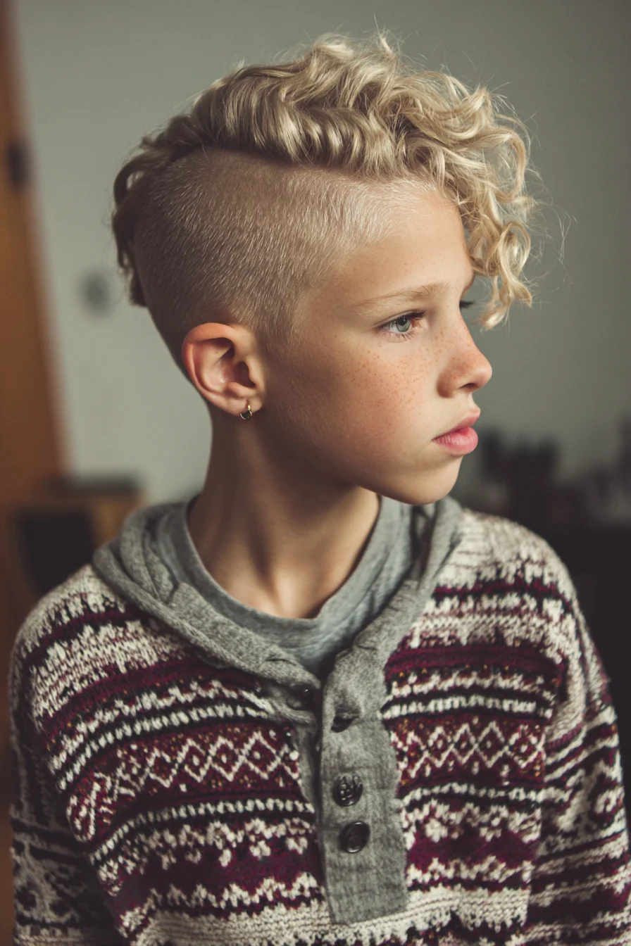 Textured Curly Undercut with High Fade