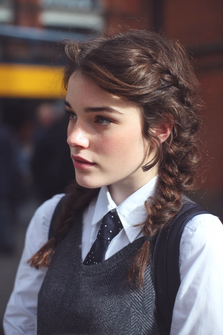 Textured Double Braids with Pancaked Volume (French/Dutch Style)