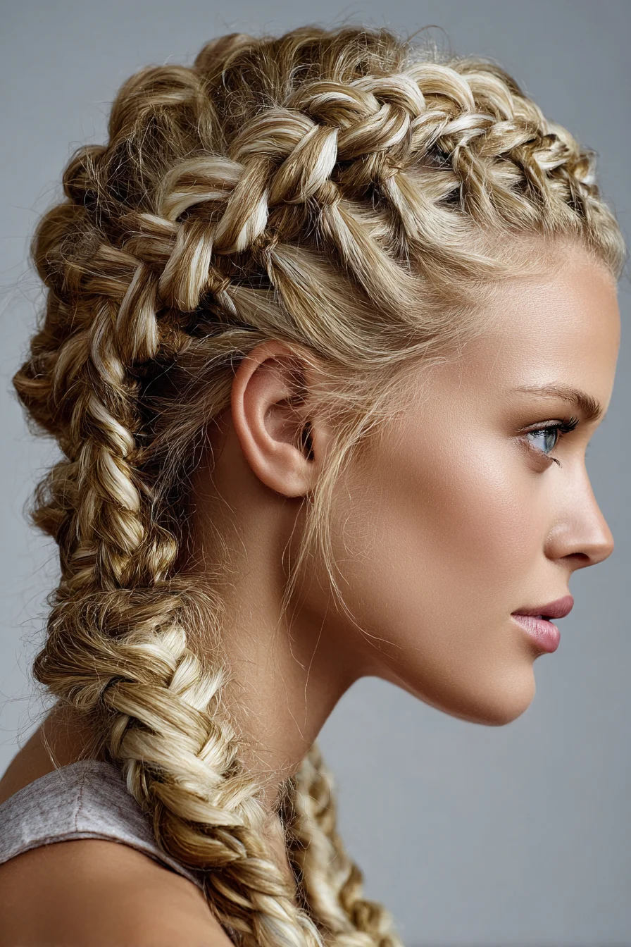 Textured Double Dutch Crown with Pancaked Fishtail Braids