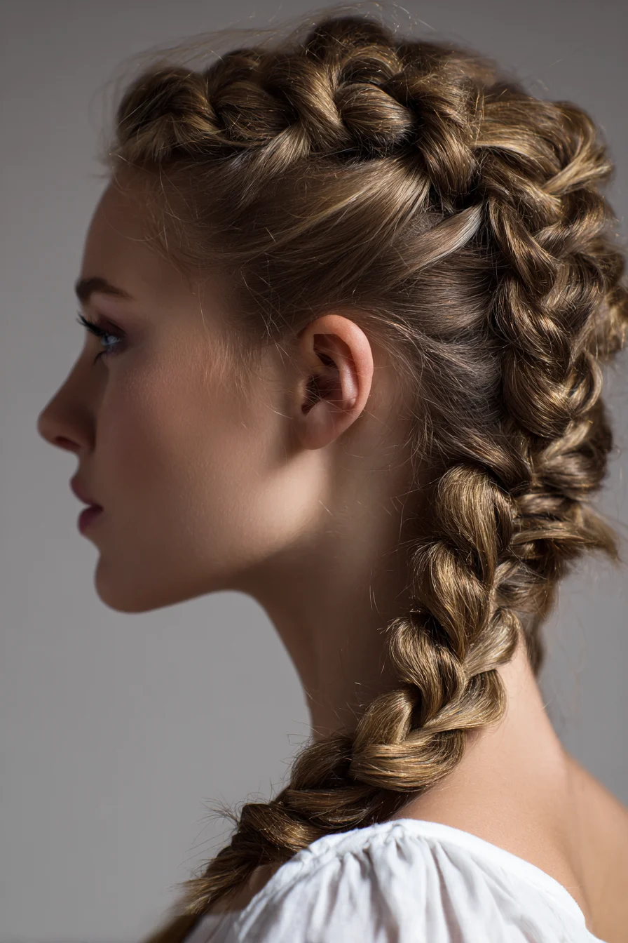 Textured Dutch Braids with Voluminous Pulled-Out Finish