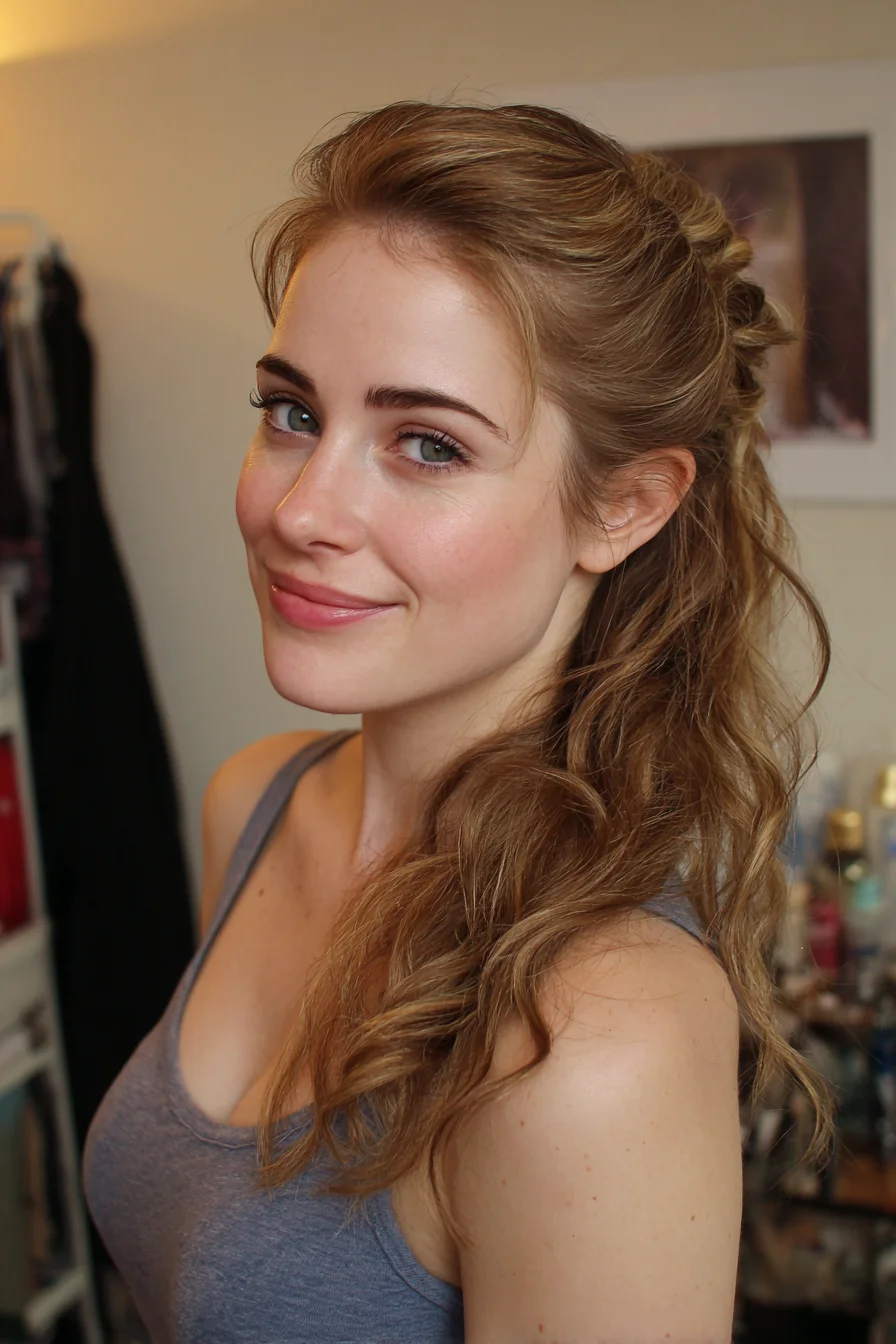 Textured Half-Up Twist with Loose Beachy Waves