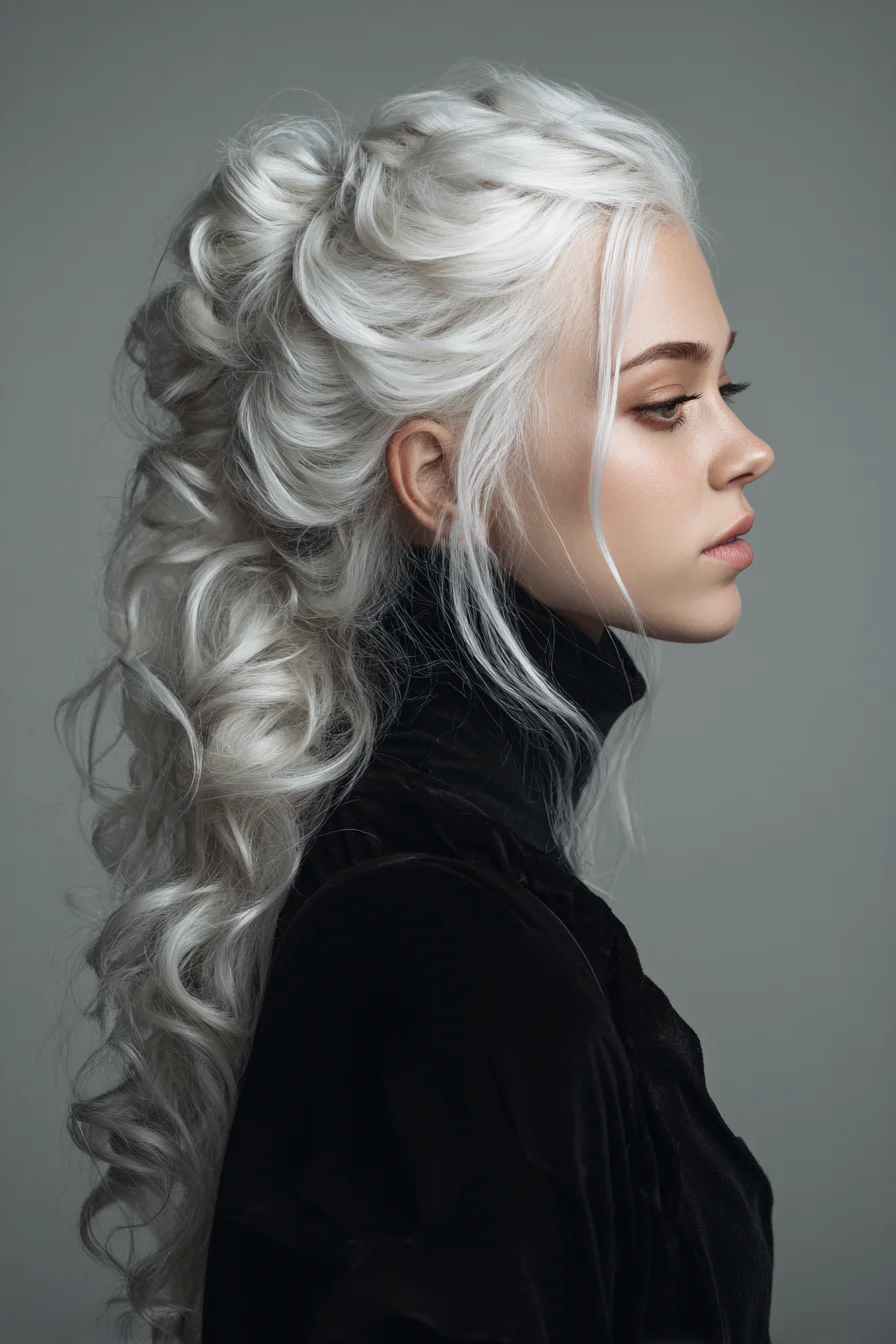 Textured Half-Up Twisted Ponytail with Loose Curls