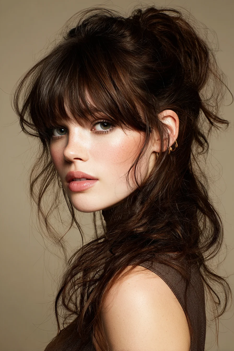 Textured Half-Up with Curtain Bangs and Loose Beachy Waves