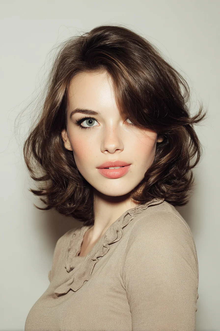 Textured Layered Bob with Side-Swept Volume and Soft Flipped Ends