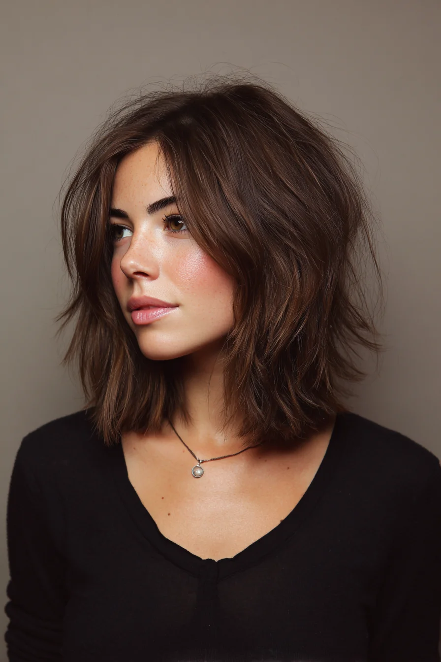 Textured Layered Lob with Face‑Framing Curtain Layers