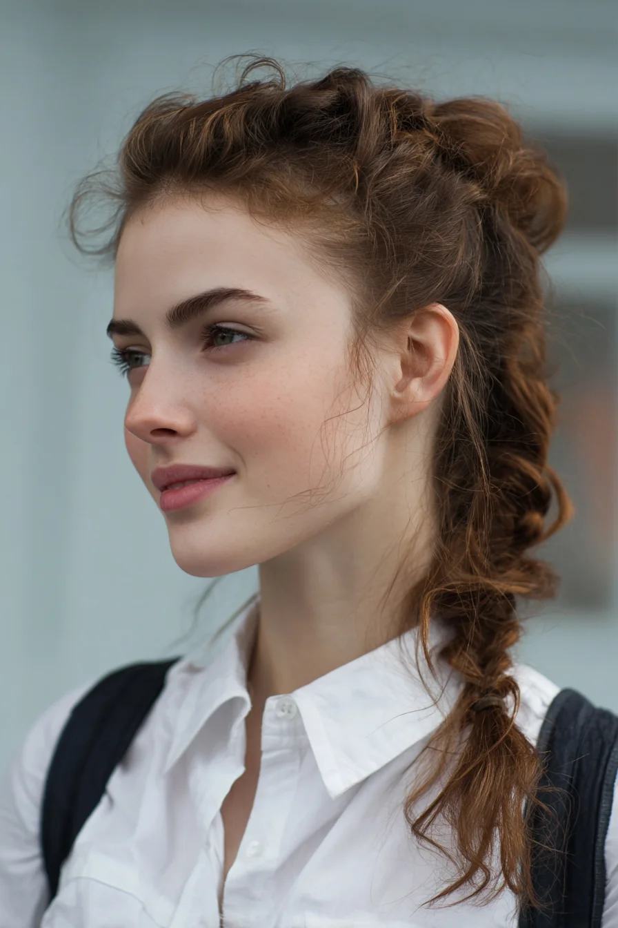 Textured Loose French Braid with Tousled Volume