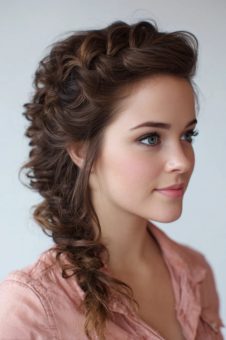 Textured Loose Side Braid with Crown Volume — Romantic Boho Updo