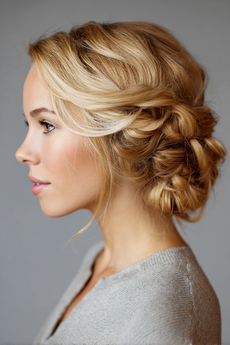 Textured Low Braided Chignon — Loose Romantic Updo for Medium to Long Hair