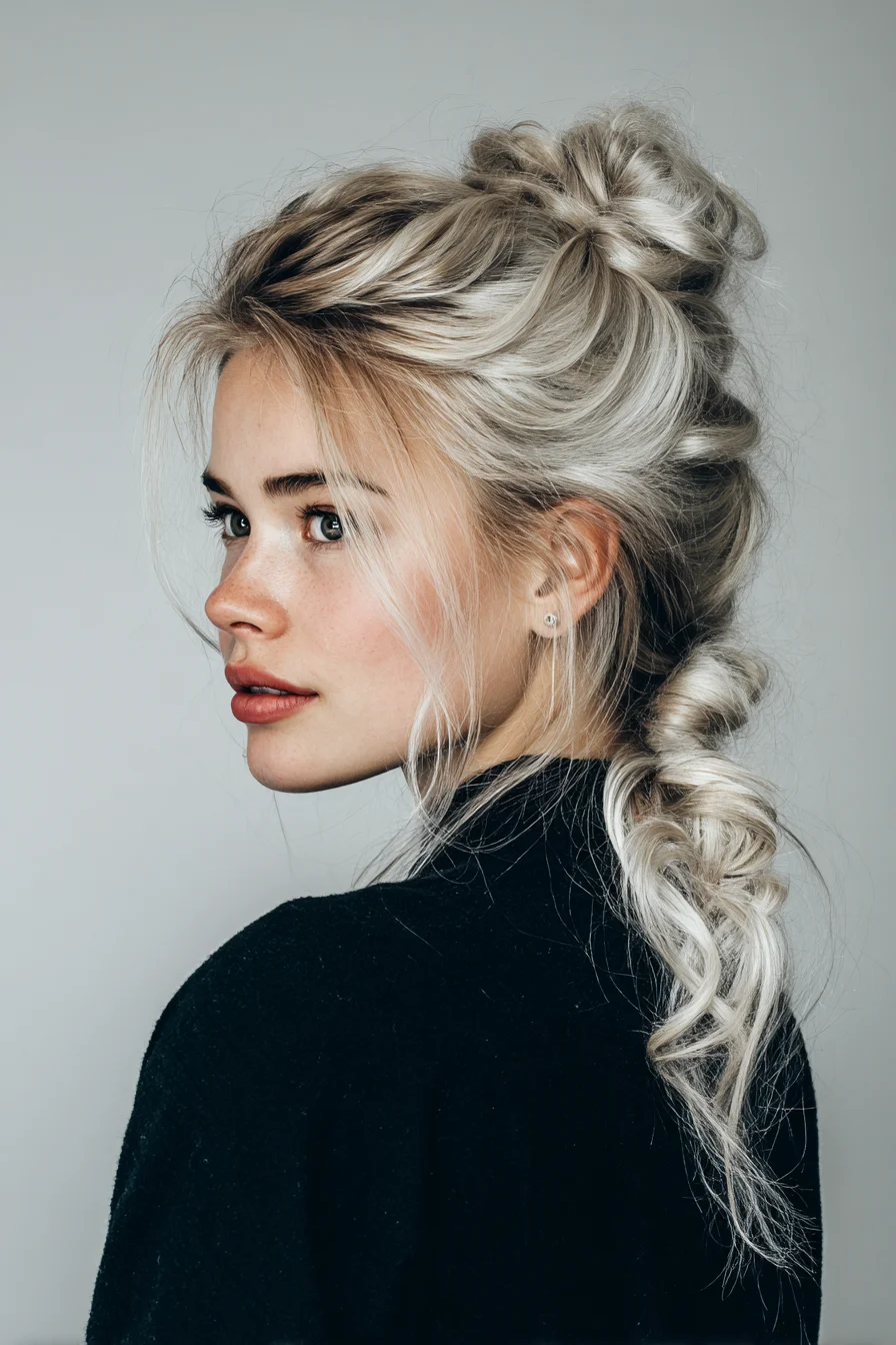 Textured Messy Low Twist-Braid Updo with Face‑Framing Pieces