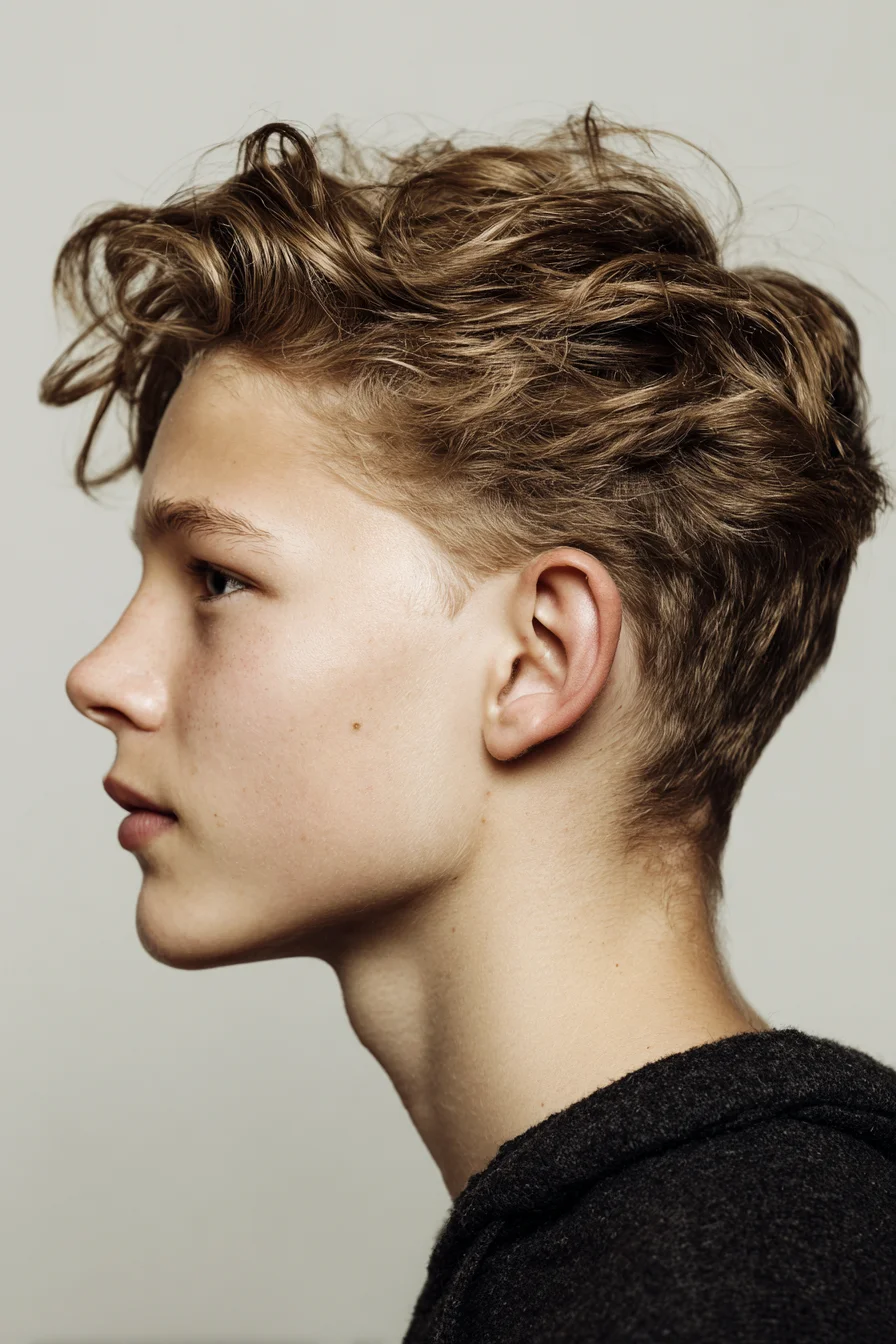 Textured Messy Quiff with Tapered Sides