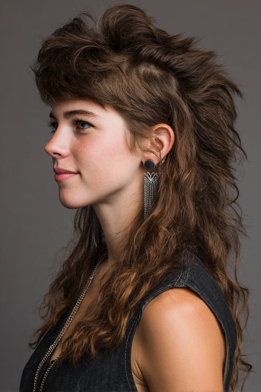 Textured Modern Mullet with Choppy Fringe and Voluminous Crown