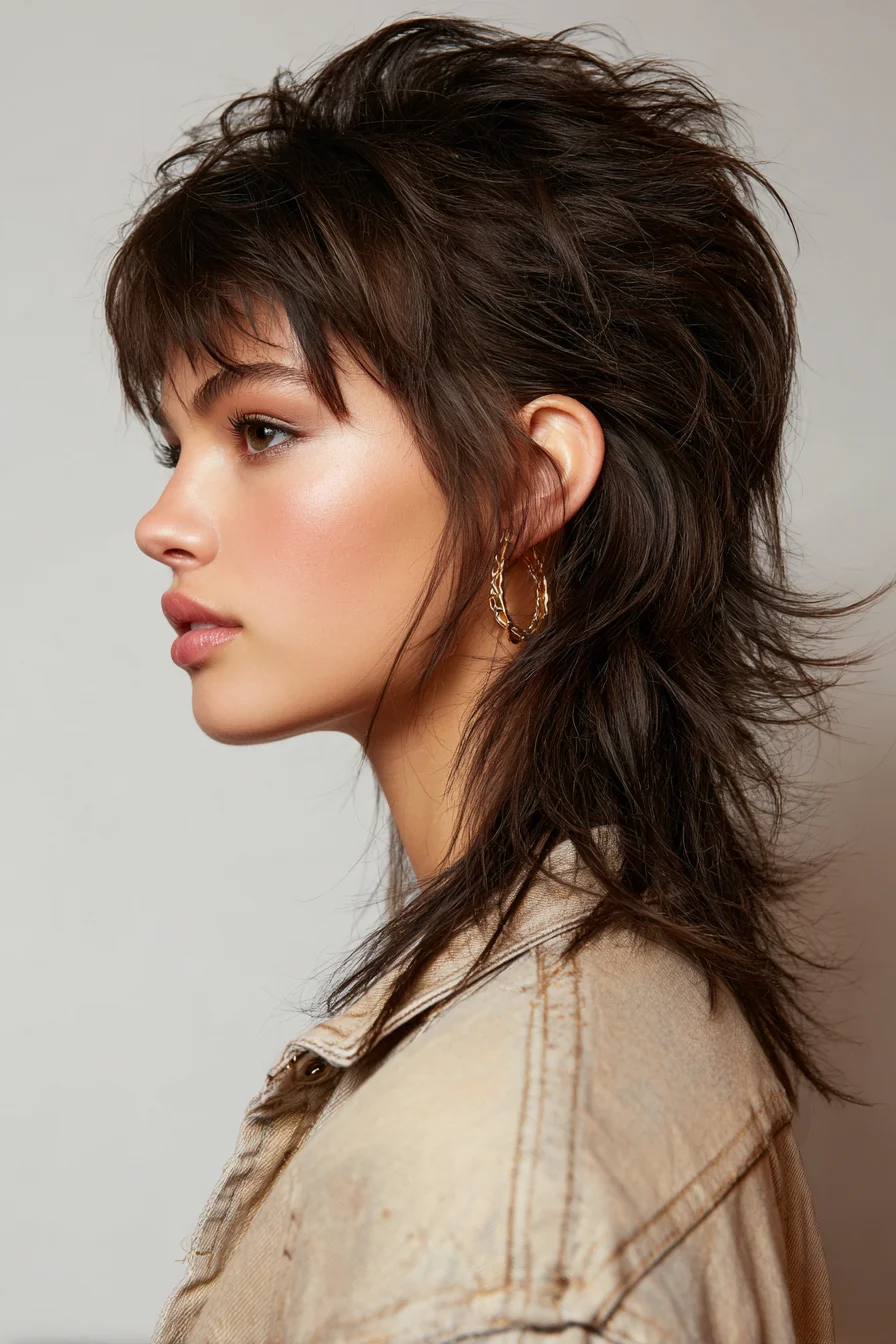 Textured Modern Shag Mullet with Choppy Fringe