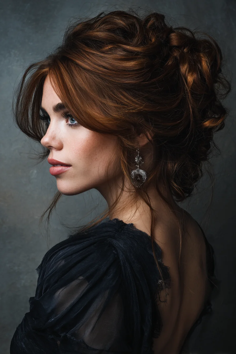 Textured Romantic Updo with Face-Framing Layers