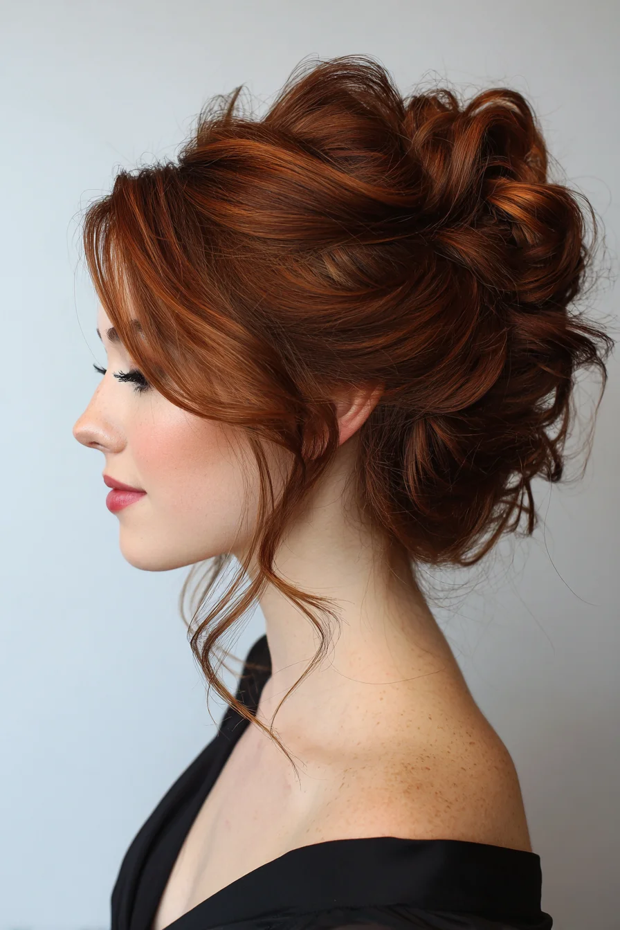 Textured Romantic Updo with Face‑Framing Tendrils for Medium–Thick Hair