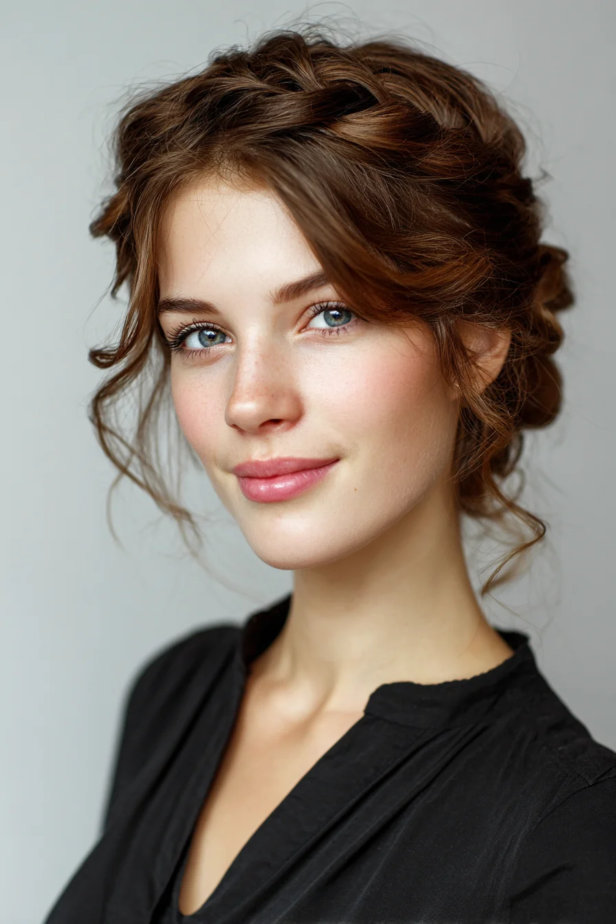 Textured Romantic Updo with Face‑Framing Tendrils