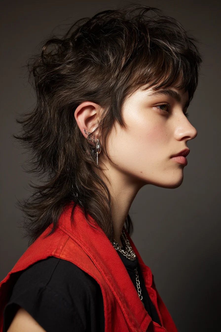 Textured Shag Mullet with Choppy Fringe — Layered Short-to-Medium Cut