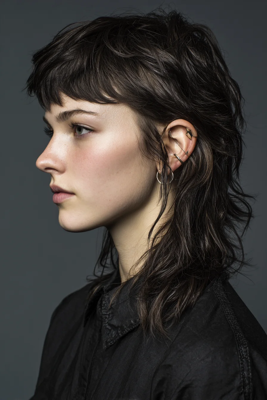 Textured Shag Mullet with Micro Bangs