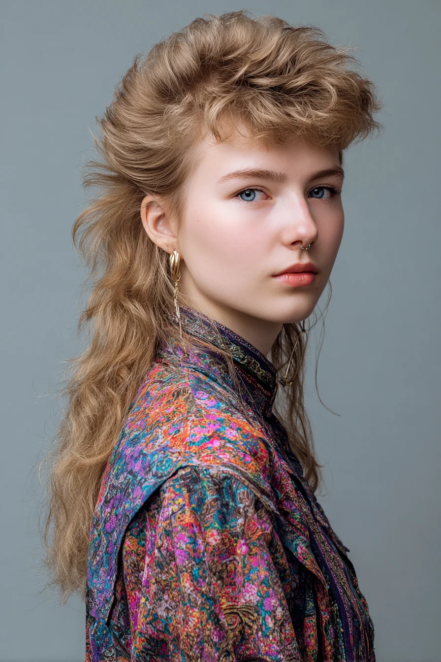 Textured Shag Mullet with Voluminous Fringe