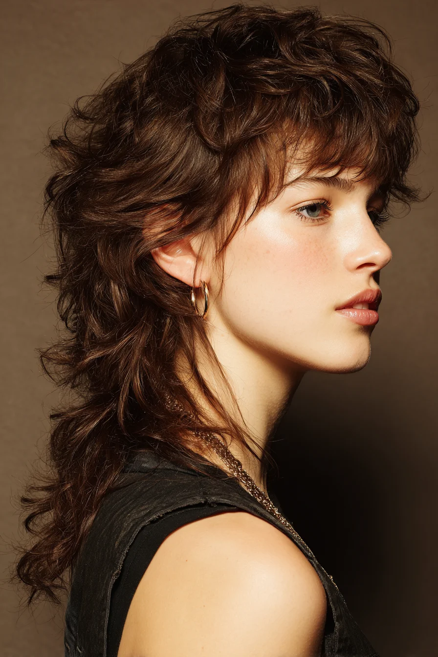 Textured Shag Mullet with Wispy Fringe