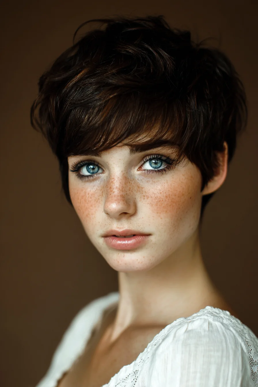 Textured Short Pixie with Choppy Fringe — Tousled Layered Cut