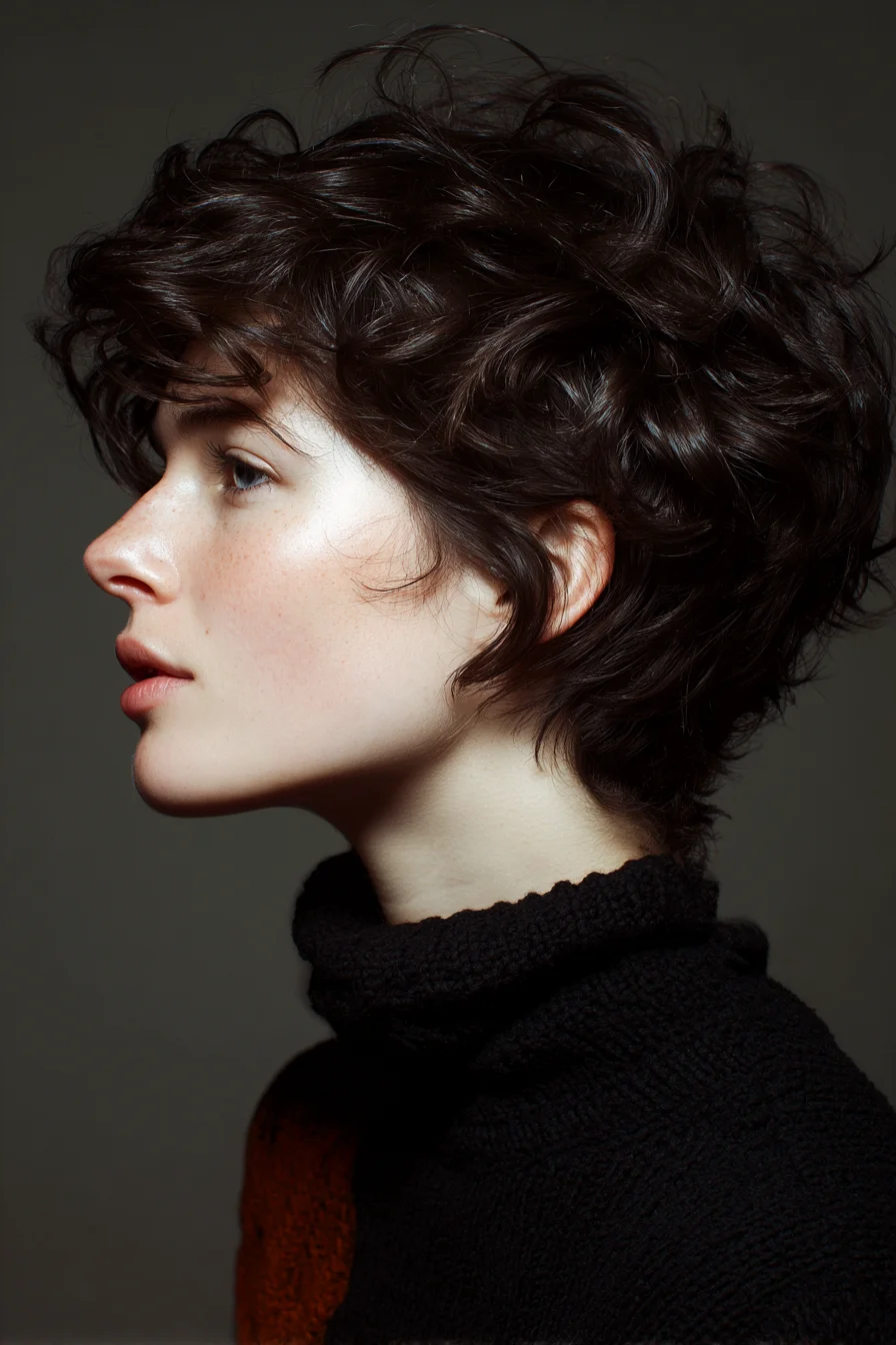 Textured Short Wavy Pixie with Face‑Framing Layers