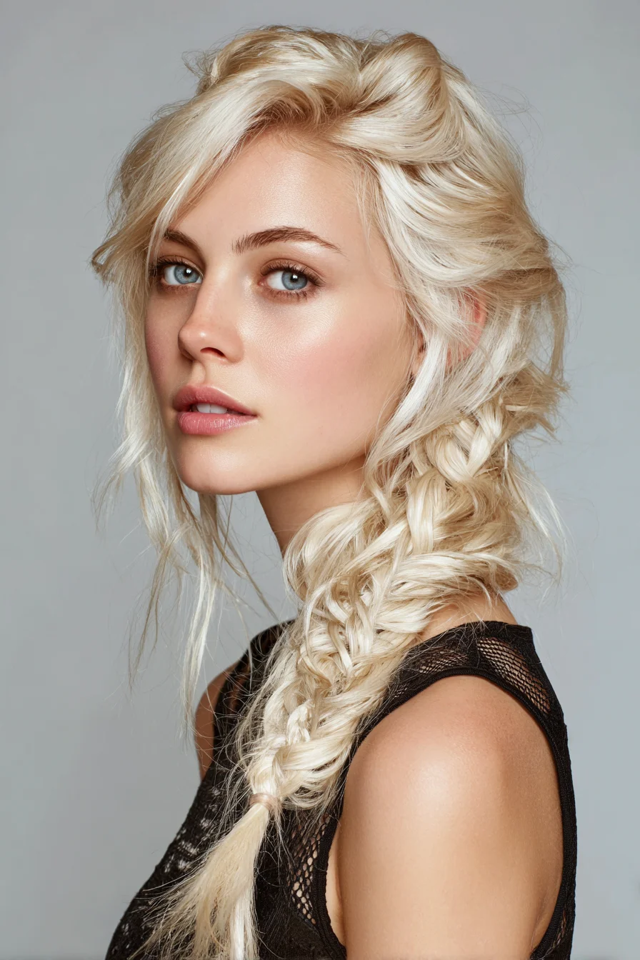 Textured Side Fishtail Braid — Loose, Tousled Braid for Wavy or Thick Hair