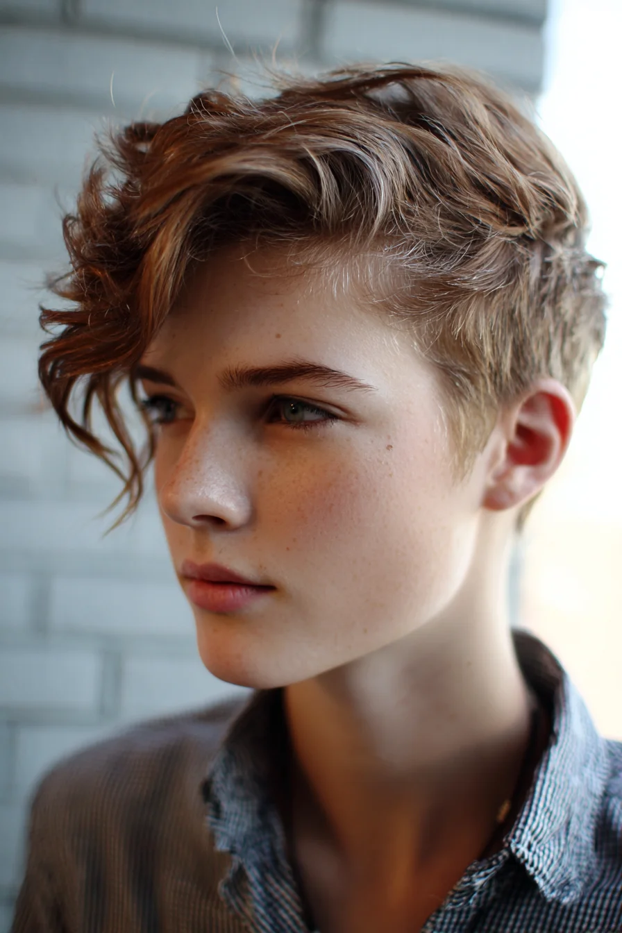 Textured Side‑Swept Pixie with Long Top and Tapered Sides