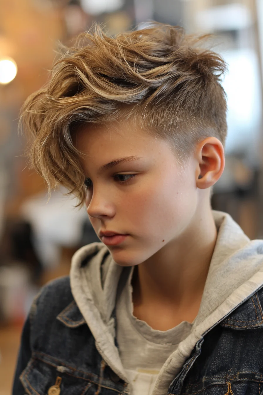 Textured Side-Swept Undercut for Short Wavy Hair