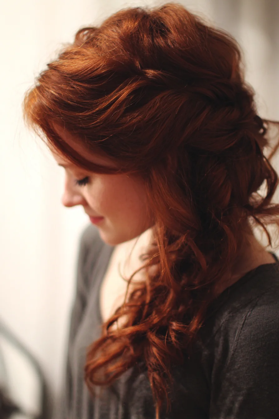 Textured Side Twist with Loose Curls — Romantic Half-Up Hairstyle